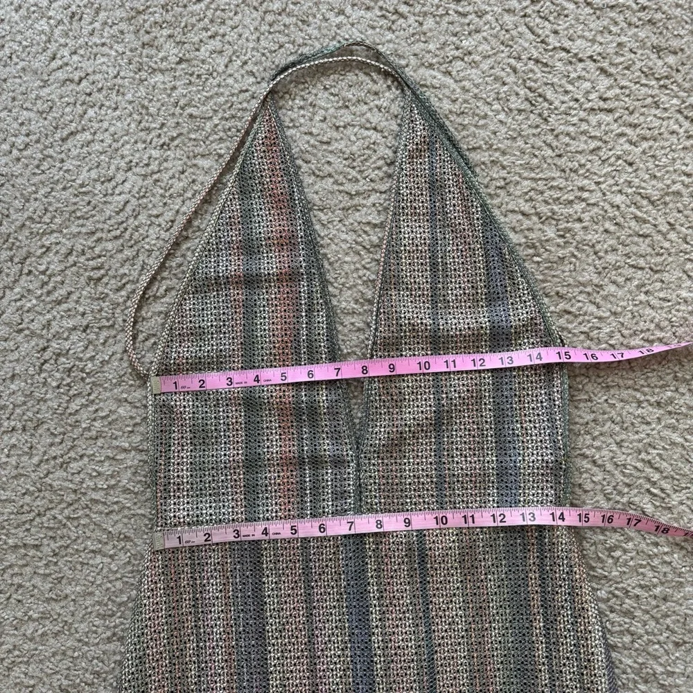 IRO Paris Emman Dress Sz 40 / 8 Shimmering Asymmetrical Cross Stripe Back NWT - Picture 11 of 16